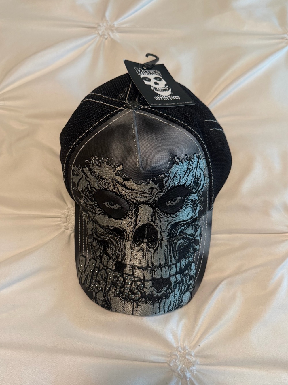 Misfits x Affliction rhinestone skull trucker hat